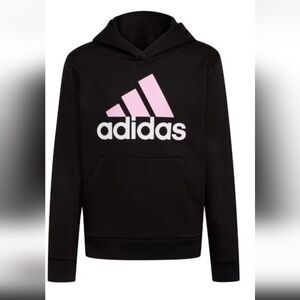 Adidas Kids Hoodie in Black with Light Pink Logo Size 4